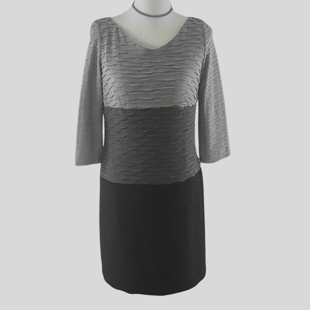 NWOT New Directions Color Block Dress, Gray / Black, sz 4